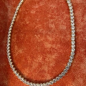 Elegant 18” 14k Gold over SS Tennis  Necklace